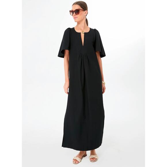 Tuckernuck Dresses & Skirts - TUCKERNUCK Pomander Place Black Finley Flutter Sleeve Maxi Dress NWT Size XXS